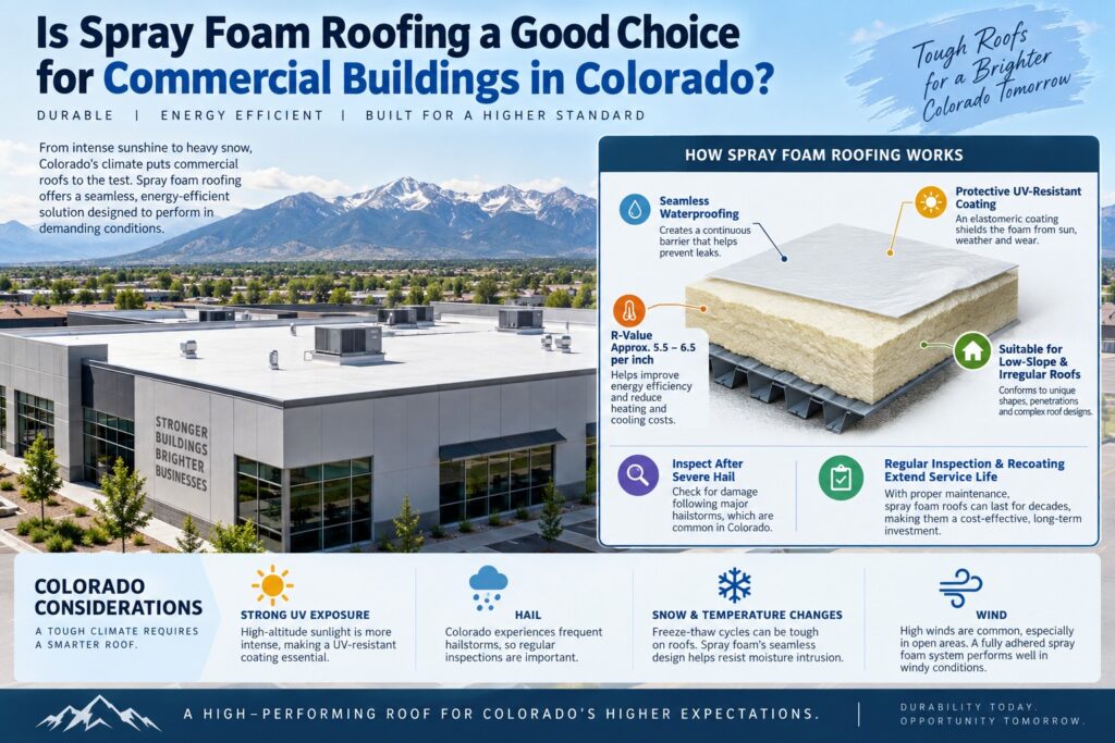 Spray foam roofing for commercial buildings in Colorado